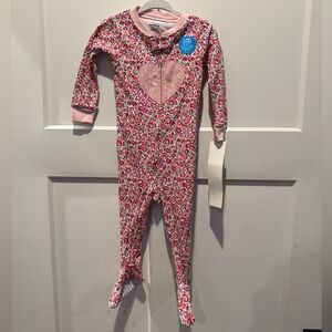 NWT Carter's Pink Floral Heart Footie Pajamas with 2 Way Zipper
